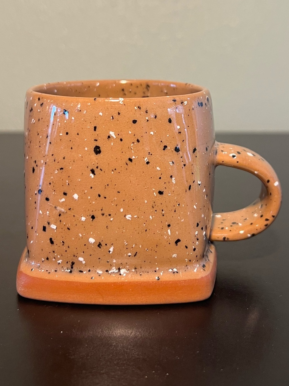 Handcrafted Hand Thrown Studio Art Pottery Square-Bottomed Speckled Cup Mug - Picture 7 of 13